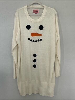Tipsy Elves XXL Snowman Christmas Sweater Tunic Ugly Holiday Long Ivory